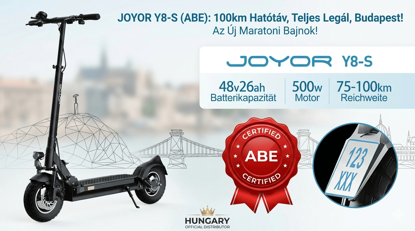 JOYOR Y8-S (ABE): 100 km Hatótáv és Teljes Biztonság – A JOYOR Hivatalos Maratoni Rollere
